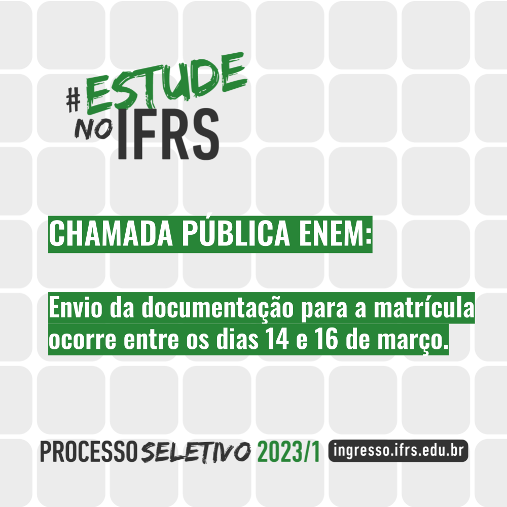 Estude no IFRS: candidatos precisam ter cadastro no gov.br, CPF e RG -  Campus Feliz