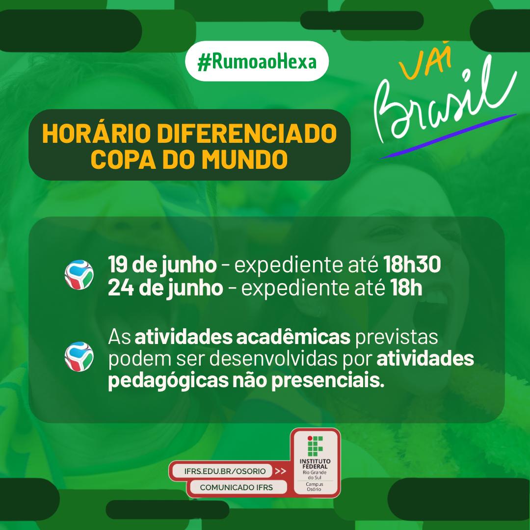 Campus estar&aacute; fechado nas noites de 19 e 24 e junho para os jogos do Brasil na Copa 2026