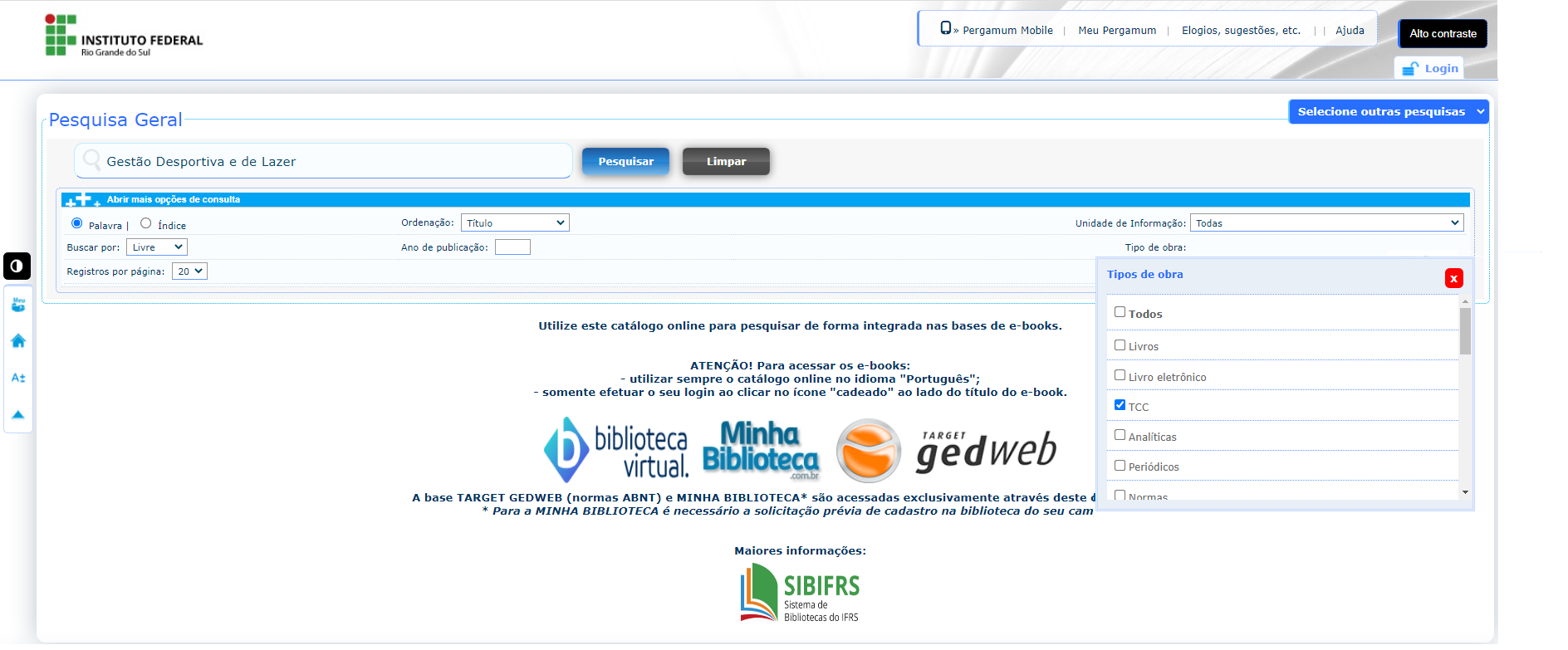 Catálogo Biblioteca TCC