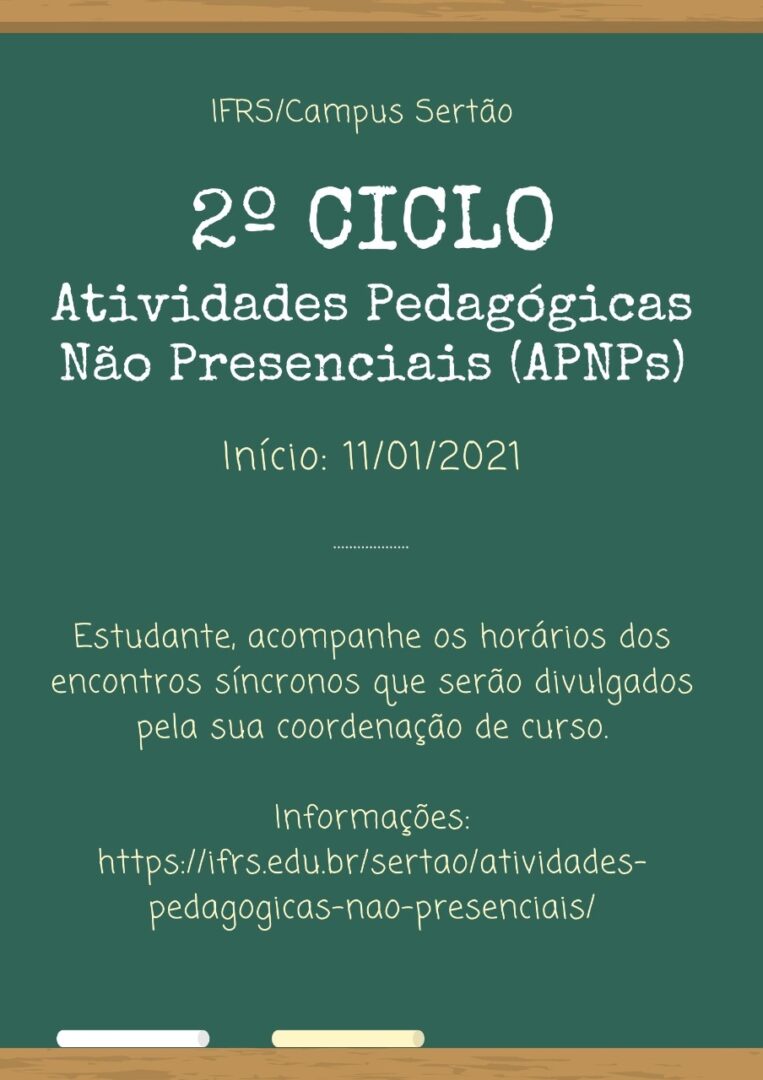 data de início das atividades do 2º ciclo das APNPs