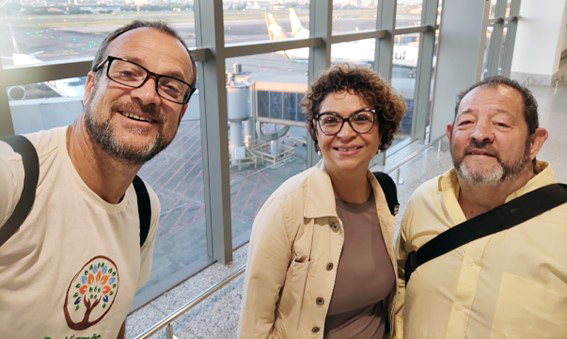 Claudio Fioreze, Mérli Silva e Ricardo Pellegrini, da equipe de coordenação do EcoViamão, presentes no XII Congresso Brasileiro de Agroecologia.