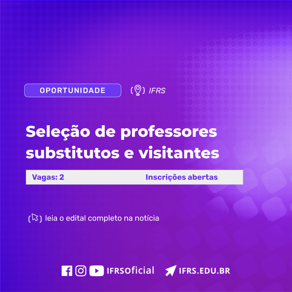 Estão abertas as inscrições para professores substitutos do IFRJ