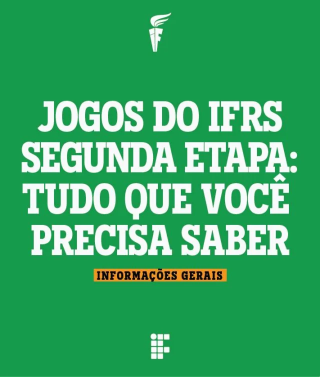 📣 Aten&ccedil;&atilde;o, delega&ccedil;&otilde;es do 11&ordm; Jogos do IFRS!!! Est&atilde;o atentos &agrave;s orienta&ccedil;&otilde;es? Confirem e fiquem ligados! 

🏐⛹🏽&zwj;♀️ &Eacute; nesta ter&ccedil;a-feira, dia 18, o in&iacute;cio da agitada etapa dos JIFRS, com disputas de atletismo, basquete, futsal, handebol, voleibol e v&ocirc;lei de praia, nas categorias masculino e feminino, no campus da Ulbra, em Canoas-RS!

#MundoIFRS #JogosDoIFRS