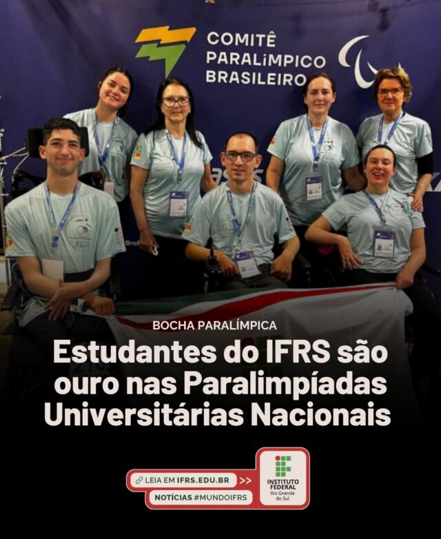 O IFRS conquistou o 1&ordm; lugar geral na Bocha Paral&iacute;mpica nas Paralimp&iacute;adas Universit&aacute;rias 2026, realizadas em S&atilde;o Paulo!

🏅 Representando a institui&ccedil;&atilde;o, tr&ecirc;s estudantes receberam medalhas de ouro:
- Bruna Menegat Dond&eacute;, do Campus Caxias do Sul, foi ouro na classe BC2 e se tornou tricampe&atilde; da competi&ccedil;&atilde;o na categoria.
- Matheus Costa Gambin, tamb&eacute;m do Campus Caxias do Sul, garantiu o ouro na classe BC1.
- Jiancarlo Bueno de Oliveira, do Campus Feliz, conquistou o ouro na classe BC2.

👏 Parab&eacute;ns aos estudantes e aos demais envolvidos. Os tr&ecirc;s atletas integram o projeto de extens&atilde;o &ldquo;Inclus&atilde;o por meio da cultura corporal &ndash; 4&ordf; edi&ccedil;&atilde;o&rdquo;, desenvolvido pelo IFRS. A iniciativa promove a inclus&atilde;o por meio de pr&aacute;ticas esportivas e experi&ecirc;ncias relacionadas &agrave;s modalidades paral&iacute;mpicas.

As Paralimp&iacute;adas Universit&aacute;rias 2026 reuniram 329 atletas de 24 unidades federativas, com disputas de atletismo, nata&ccedil;&atilde;o e bocha paral&iacute;mpica realizadas de 20 a 23 de setembro. A competi&ccedil;&atilde;o &eacute; promovida pelo Comit&ecirc; Paral&iacute;mpico Brasileiro (CPB).