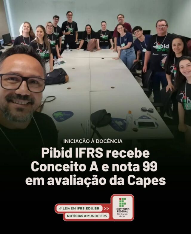 O IFRS recebeu Conceito A e nota 99 na avalia&ccedil;&atilde;o preliminar do Programa Institucional de Bolsa de Inicia&ccedil;&atilde;o &agrave; Doc&ecirc;ncia (Pibid), realizada pela Coordena&ccedil;&atilde;o de Aperfei&ccedil;oamento de Pessoal de N&iacute;vel Superior (Capes). O resultado foi comunicado &agrave;s institui&ccedil;&otilde;es em 26 de outubro de 2026.

A avalia&ccedil;&atilde;o considerou aspectos como a organiza&ccedil;&atilde;o e a consolida&ccedil;&atilde;o institucional do Programa, a coer&ecirc;ncia entre os objetivos do Projeto Institucional e as a&ccedil;&otilde;es realizadas, a articula&ccedil;&atilde;o entre o IFRS, os cursos de licenciatura e as escolas de Educa&ccedil;&atilde;o B&aacute;sica, al&eacute;m das estrat&eacute;gias de acompanhamento, forma&ccedil;&atilde;o e desenvolvimento dos diferentes subprojetos.

Confira a mat&eacute;ria completa em ifrs.edu.br (link na bio)

#MundoIFRS #Educa&ccedil;&atilde;o #Pibid